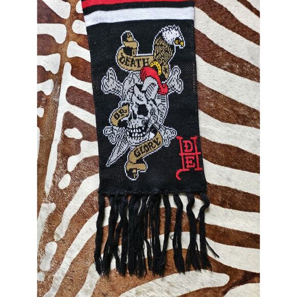 Vintage Y2K Ed Hardy Christian Audigier Death Or Glory Black Scarf Skull Eagle - Picture 5 of 6